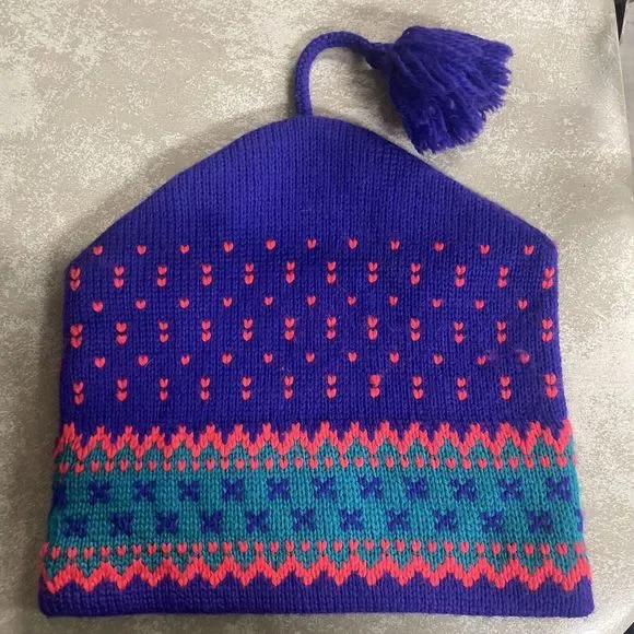 NWT Capello Headwear Wool Cotton Blend Winter Hat Snow Ski Beanie w/ Tassel NWT CAPPELLO Wool Ski Winter Beanie Hat Tassel Pom Pom Top  main image 4